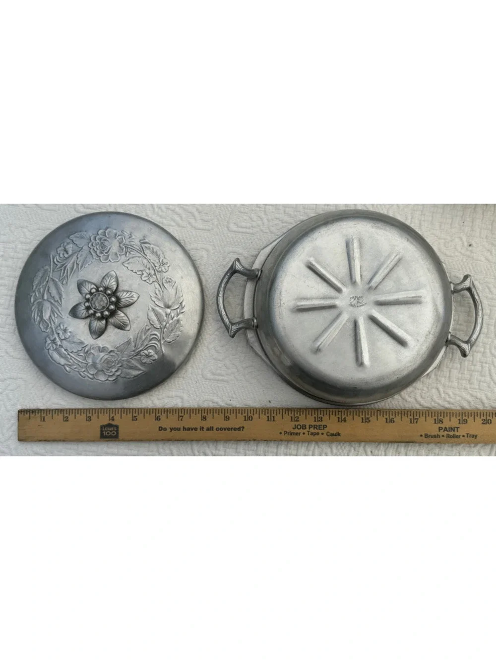 Vintage Everlast Aluminum Covered Dish with Floral Design